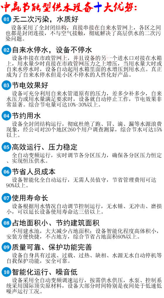 中贏差量補償箱式無負壓供水設備的十大獨特優(yōu)勢 中贏差量補償箱式無負壓供水設備的十大獨特優(yōu)勢